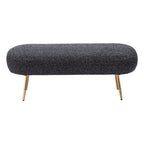 48" Black and Gold Velvet and Steel Upholstered Bench