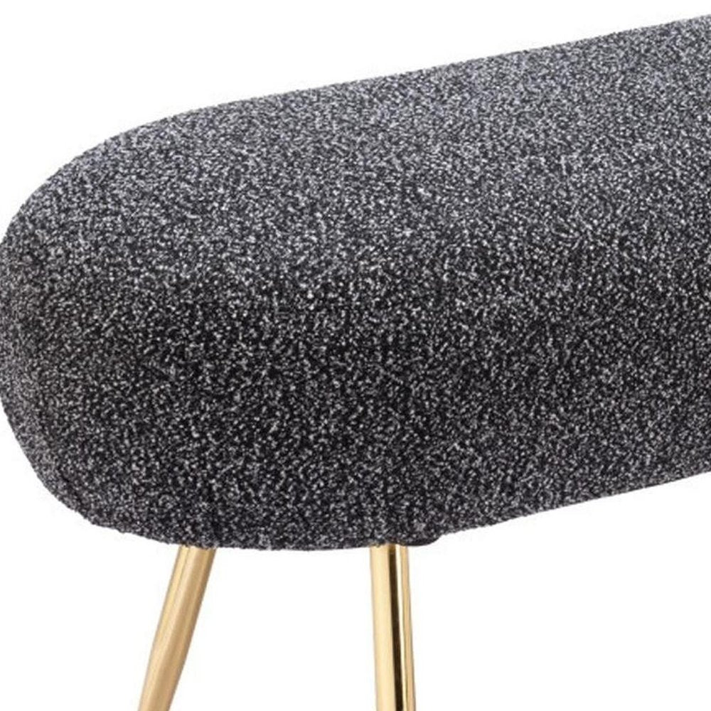 48" Black and Gold Velvet and Steel Upholstered Bench