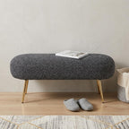 48" Black and Gold Velvet and Steel Upholstered Bench