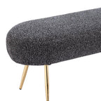 48" Black and Gold Velvet and Steel Upholstered Bench