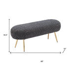 48" Black and Gold Velvet and Steel Upholstered Bench