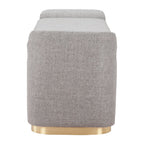48" Gray and Gold Fabric Upholstered Storage Bench With Flip Top