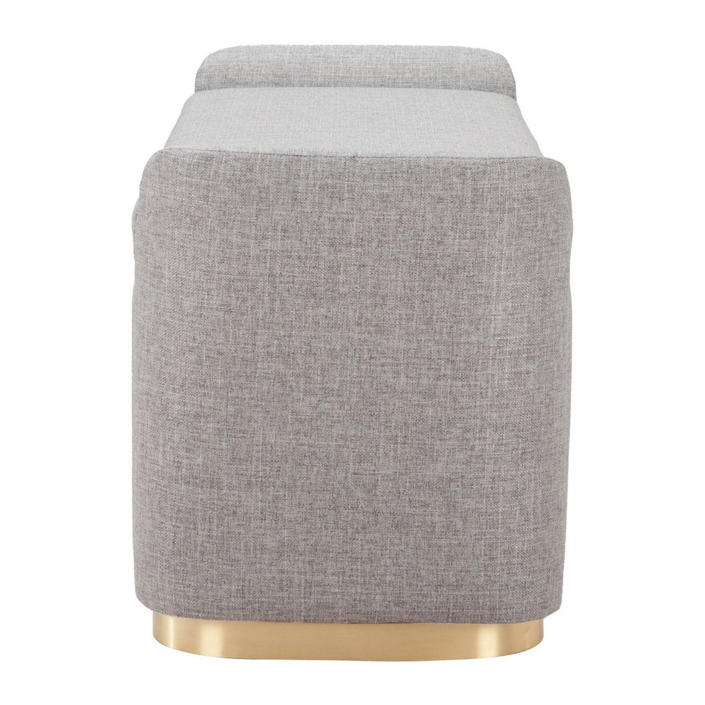 48" Gray and Gold Fabric Upholstered Storage Bench With Flip Top