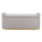 48" Gray and Gold Fabric Upholstered Storage Bench With Flip Top