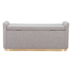48" Gray and Gold Fabric Upholstered Storage Bench With Flip Top