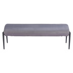 54" Gray and Black Velvet and Steel Upholstered Specialty Bench