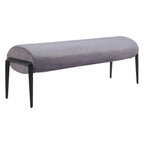 54" Gray and Black Velvet and Steel Upholstered Specialty Bench