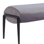 54" Gray and Black Velvet and Steel Upholstered Specialty Bench