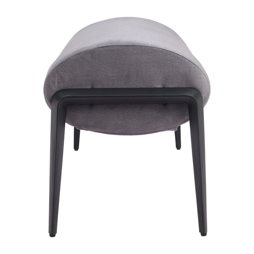 54" Gray and Black Velvet and Steel Upholstered Specialty Bench