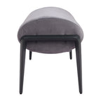 54" Gray and Black Velvet and Steel Upholstered Specialty Bench