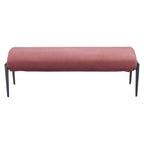 54" Brown and Black Velvet and Steel Upholstered Bench