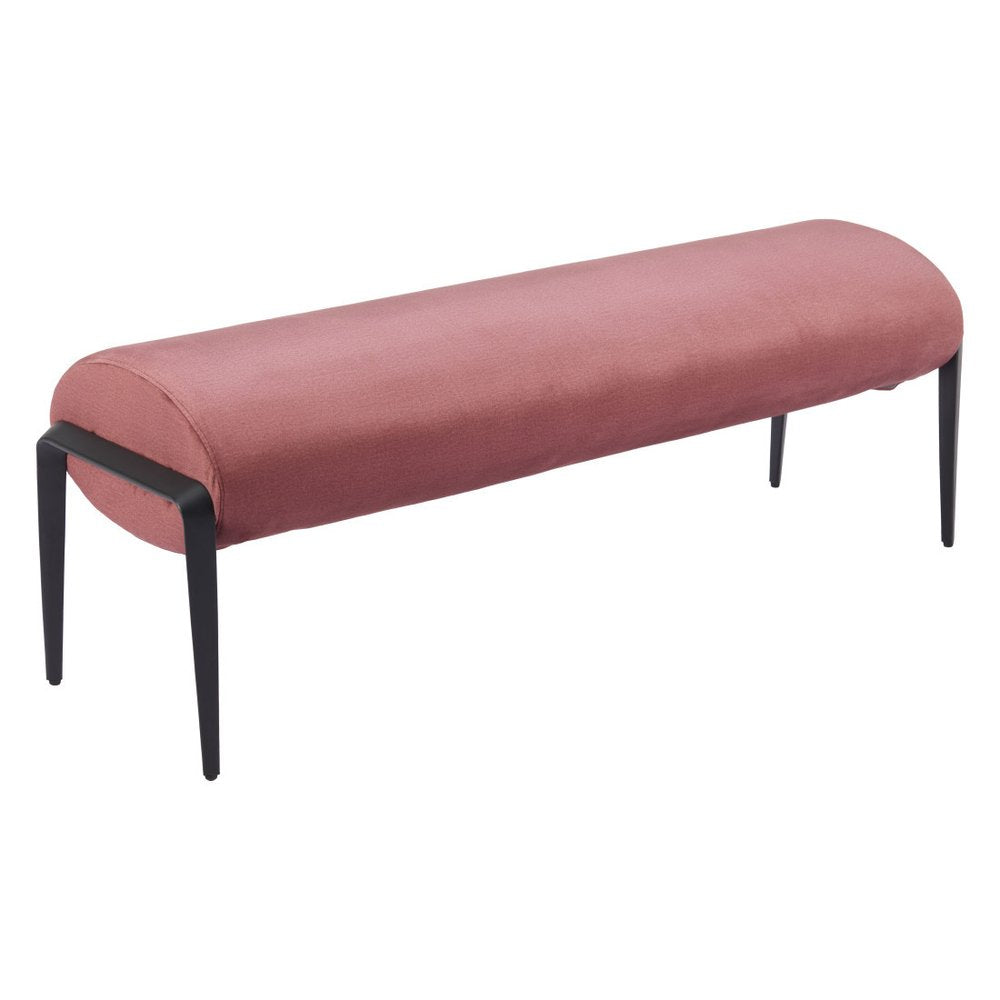 54" Brown And Black Velvet And Steel Upholstered Bench