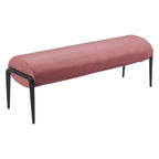 54" Brown and Black Velvet and Steel Upholstered Bench