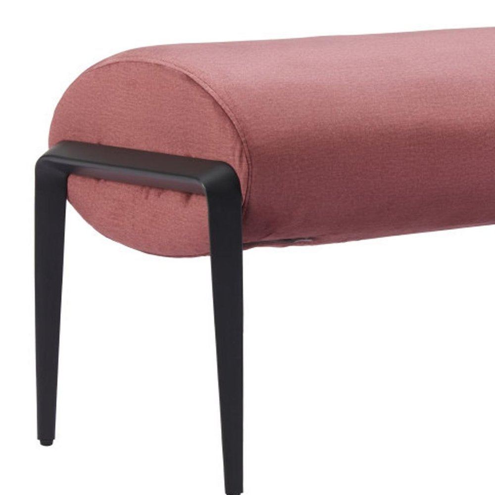 54" Brown and Black Velvet and Steel Upholstered Bench