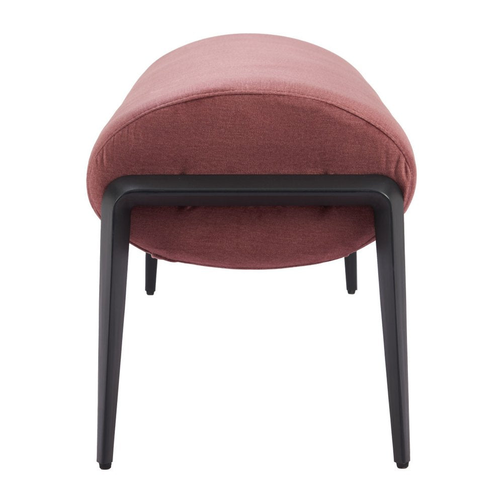 54" Brown and Black Velvet and Steel Upholstered Bench