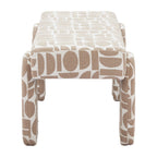 40" Beige and Brown Geometric Fabric Upholstered Dining Bench