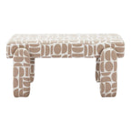 40" Beige and Brown Geometric Fabric Upholstered Dining Bench