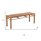 48" Natural Metal And Faux Rattan Garden Patio Bench