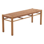 48" Natural Metal And Faux Rattan Garden Patio Bench