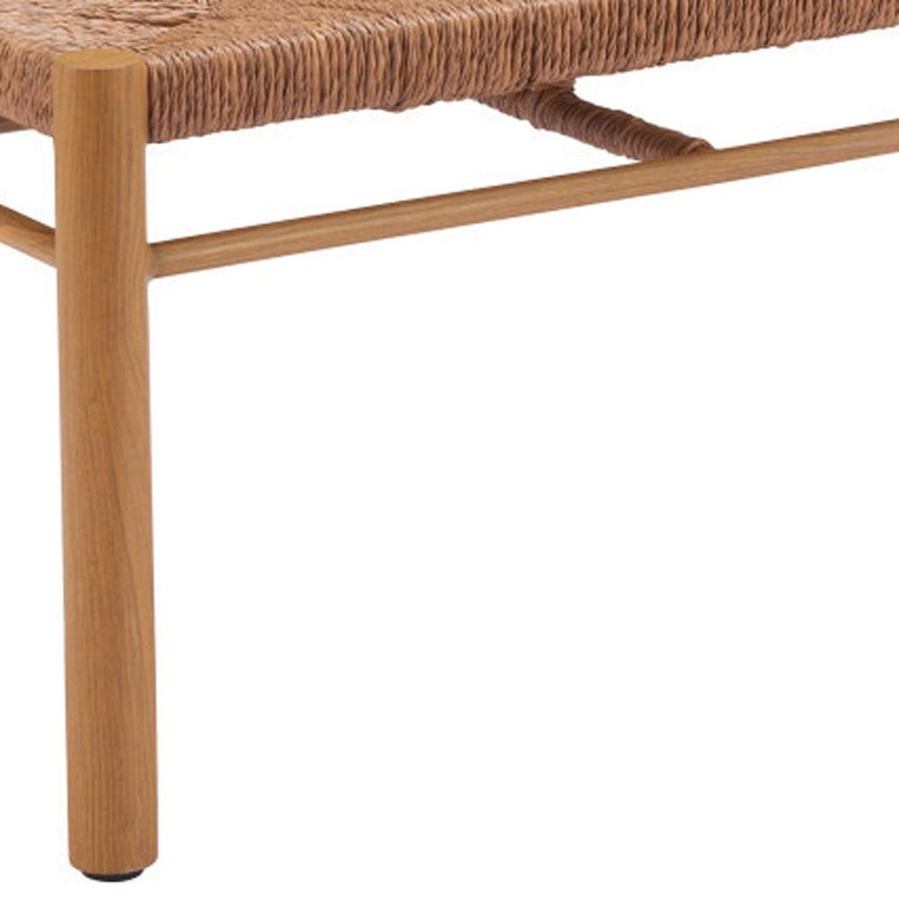 48" Natural Metal And Faux Rattan Garden Patio Bench