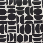 49" Black And White Geometric Fabric and Solid Wood Upholstered Bench