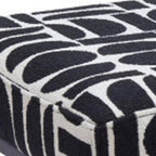 49" Black And White Geometric Fabric and Solid Wood Upholstered Bench