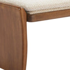 48" Beige and Brown Fabric and Solid Wood Upholstered Dining Bench