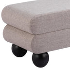 45" Gray and Black Fabric and Solid Wood Upholstered Bench