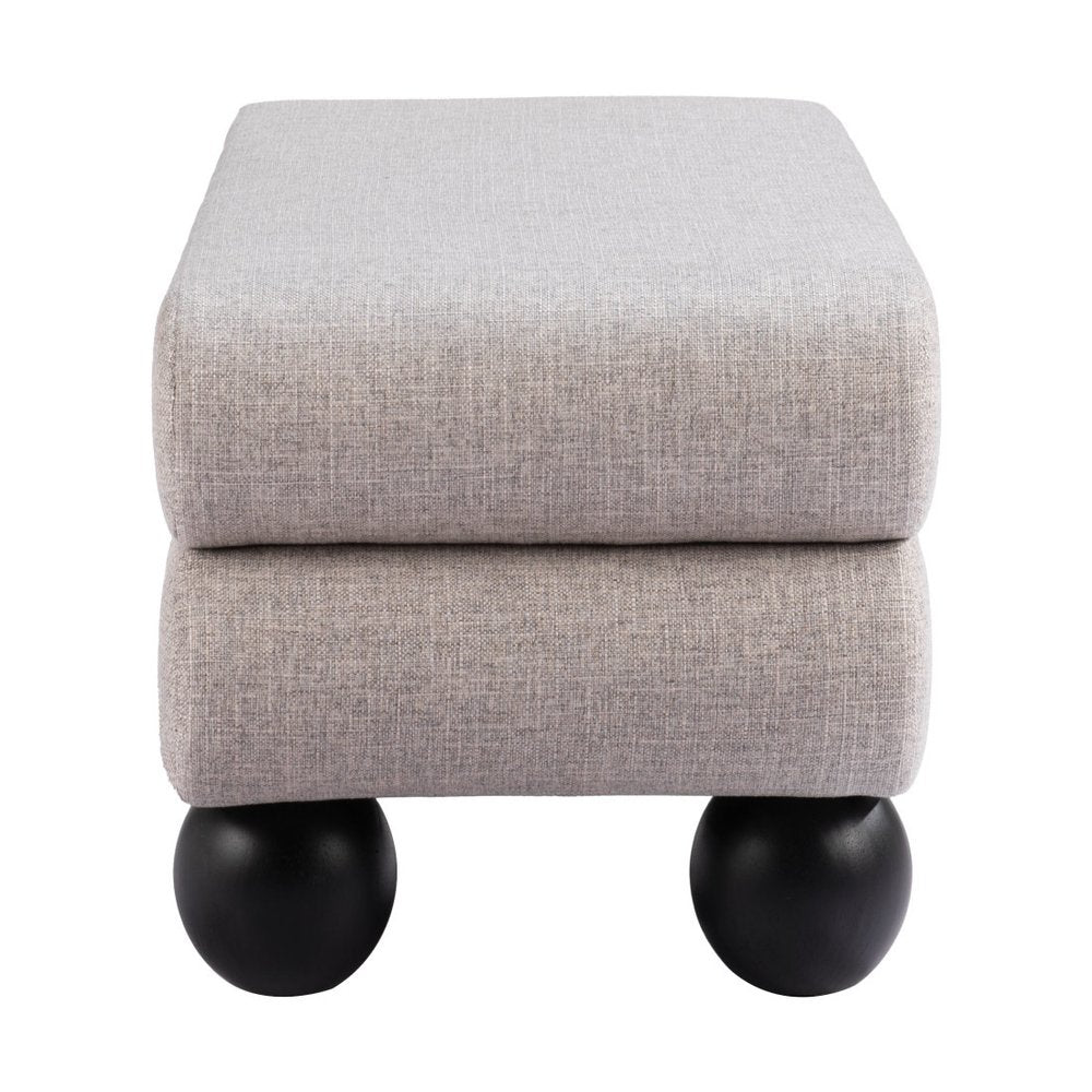 45" Gray and Black Fabric and Solid Wood Upholstered Bench