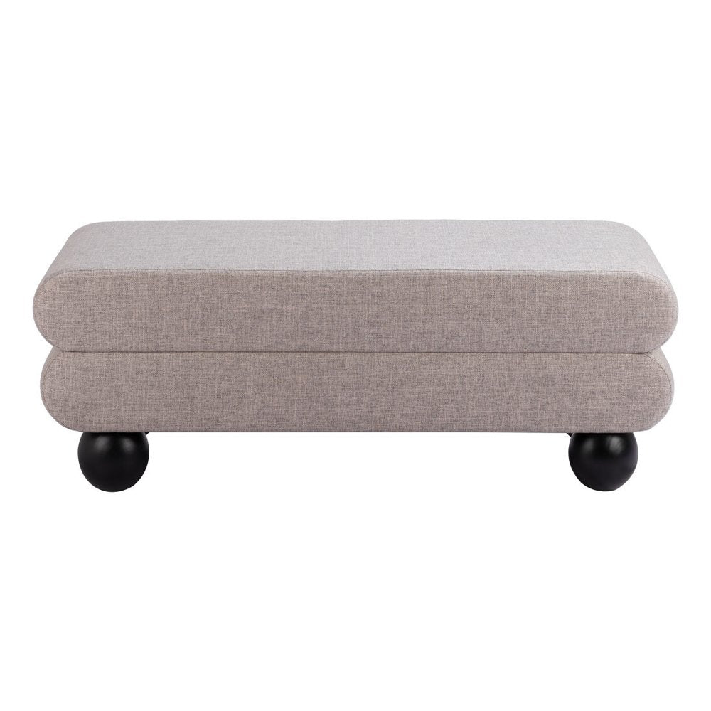 45" Gray and Black Fabric and Solid Wood Upholstered Bench
