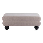 45" Gray and Black Fabric and Solid Wood Upholstered Bench