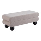 45" Gray and Black Fabric and Solid Wood Upholstered Bench