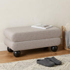 45" Gray and Black Fabric and Solid Wood Upholstered Bench