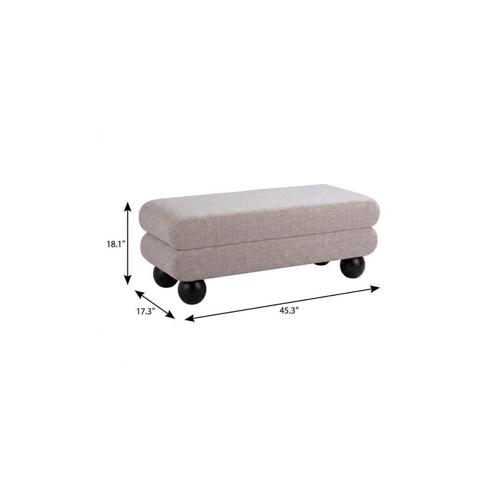 45" Gray And Black Fabric And Solid Wood Upholstered Bench
