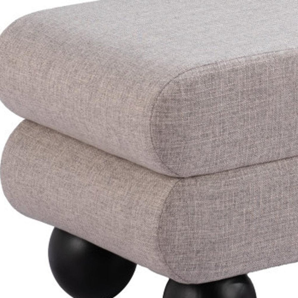 45" Gray and Black Fabric and Solid Wood Upholstered Bench