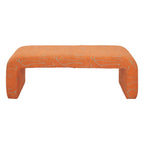 50" Orange Fabric Abstract Curvy Upholstered Bench