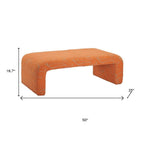 50" Orange Fabric Abstract Curvy Upholstered Bench
