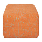 50" Orange Fabric Abstract Curvy Upholstered Bench