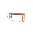 48" Tan and Natural Genuine Leather and Solid Wood Upholstered Dining Bench