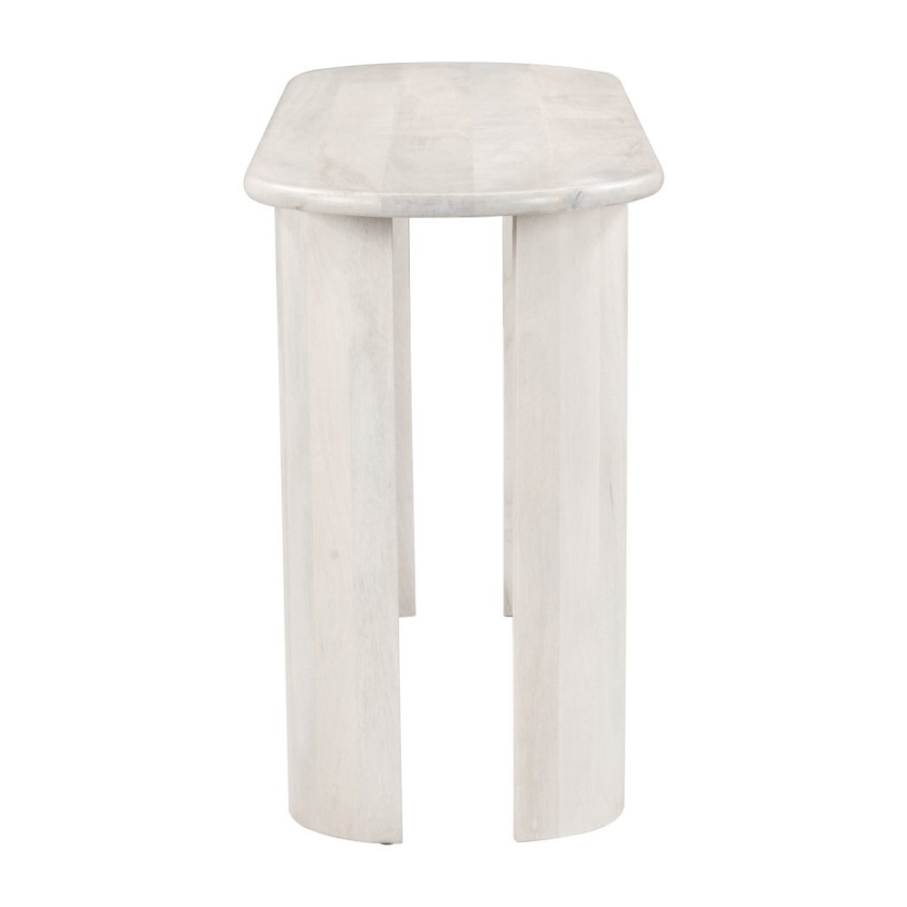 58" White Solid Wood Oval Console Table