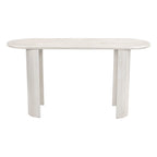 58" White Solid Wood Oval Console Table