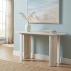 58" White Solid Wood Oval Console Table