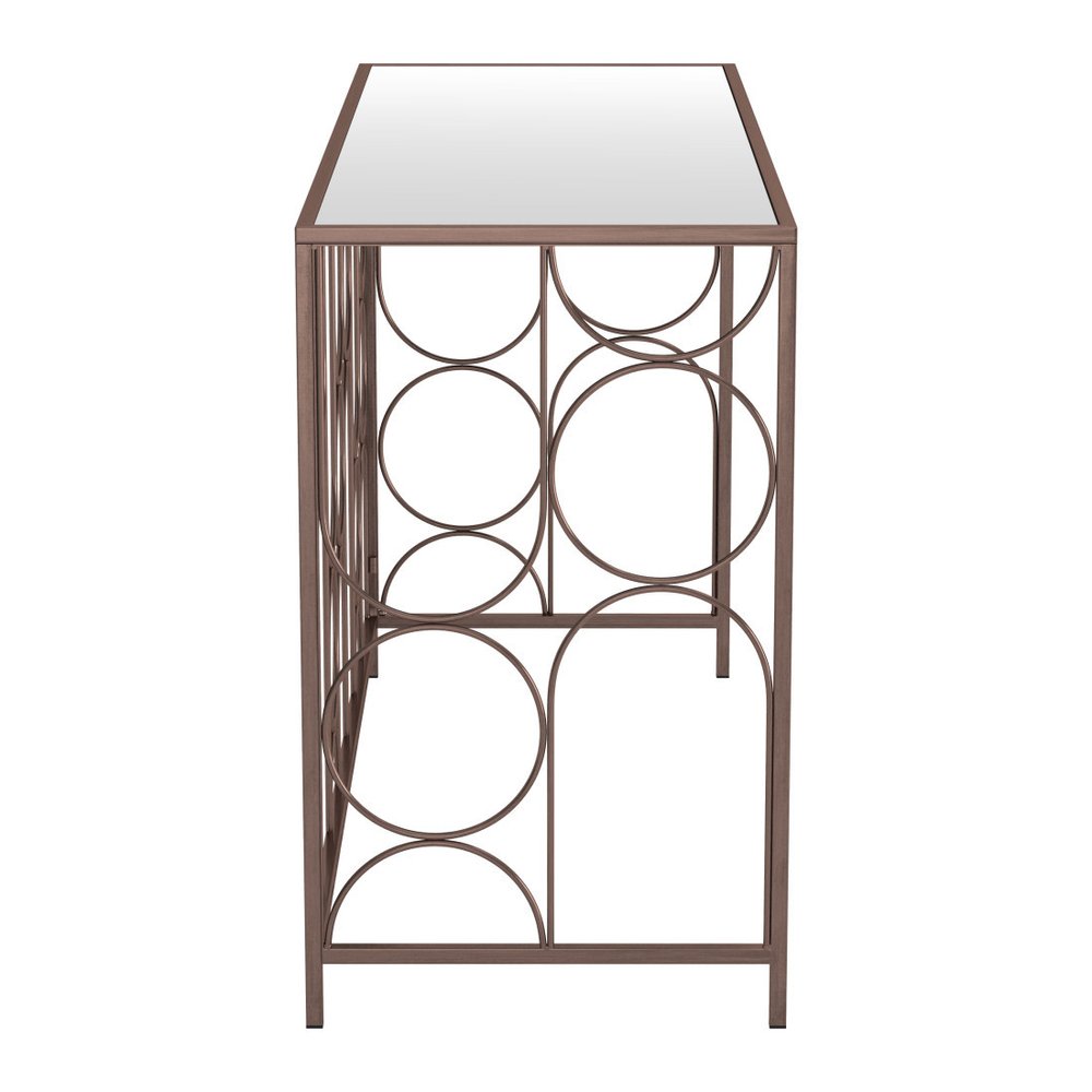 50" Clear and Bronze Mirrored Glass and Steel Frame Console Table