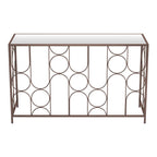 50" Clear and Bronze Mirrored Glass and Steel Frame Console Table
