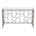 50" Clear and Bronze Mirrored Glass and Steel Frame Console Table