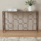 50" Clear and Bronze Mirrored Glass and Steel Frame Console Table