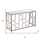 50" Clear and Bronze Mirrored Glass and Steel Frame Console Table