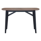 48" Espresso and Black Solid Wood Oval Console Table
