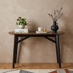 48" Espresso and Black Solid Wood Oval Console Table