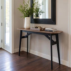 48" Espresso and Black Solid Wood Oval Console Table